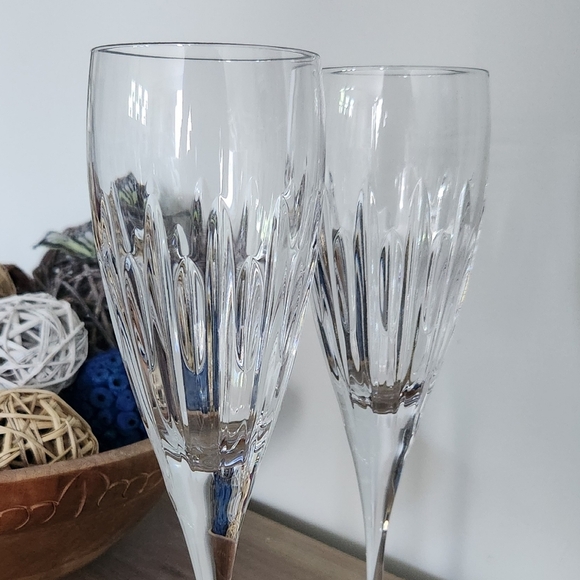 🥂 Waterford Crystal Mara Flutes – Set of 2, 9.5 oz, NIB, Elegant Crystal Design - Picture 2 of 16